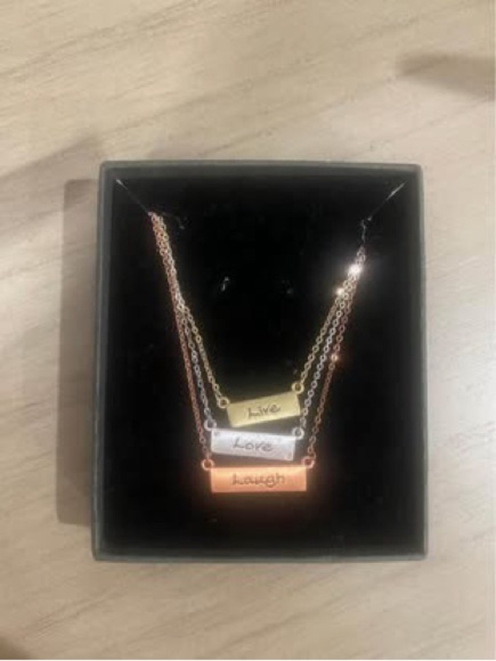 Live Love Laugh Tri-Tone Bar Necklace Set - Women Jewelry